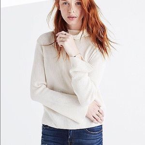 Madewelll Bellsleeve Ribbed Turtleneck in Ivory